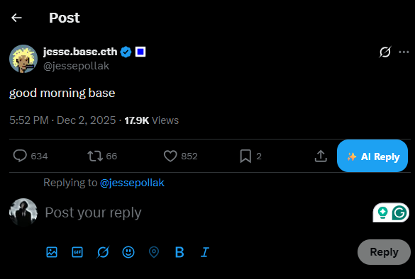 AI Reply button on Twitter